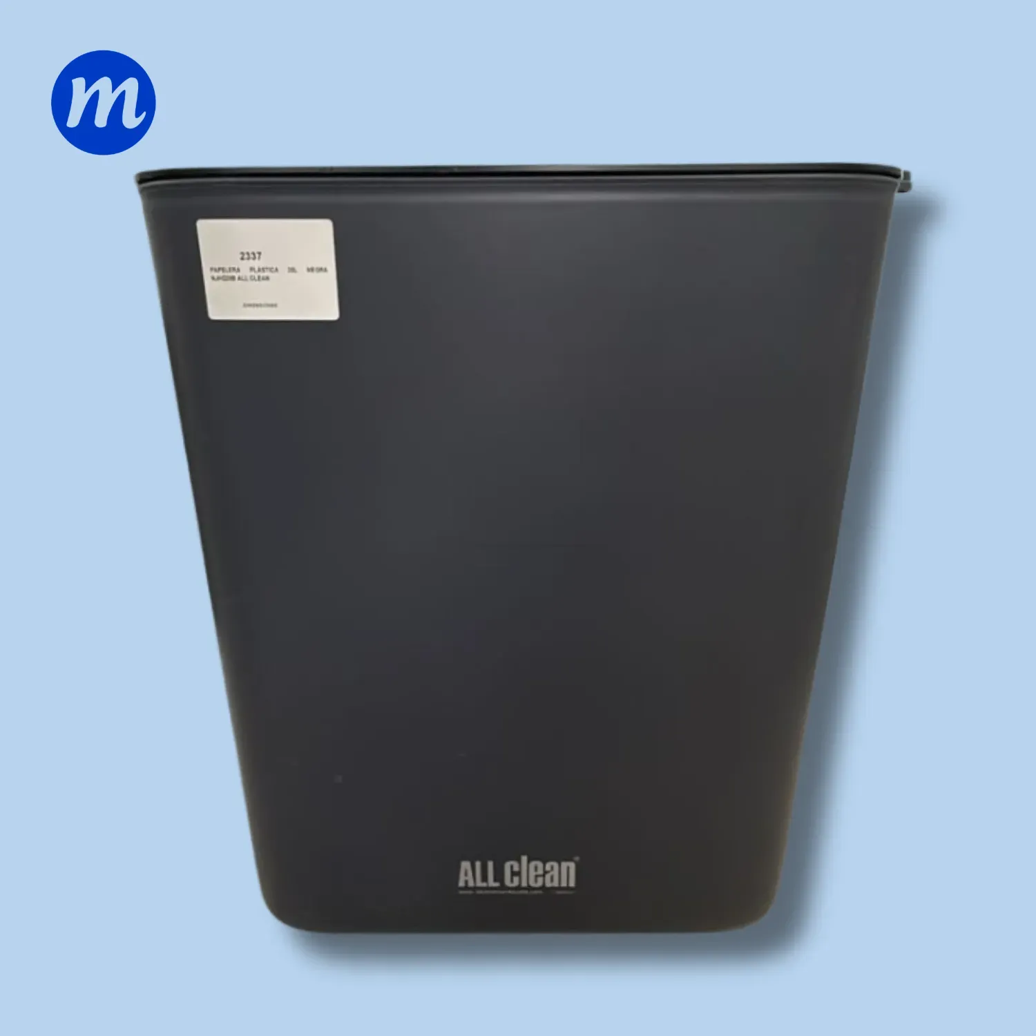PAPELERA PLASTICA 20L NEGRA NJHQ20B ALL CLEAN