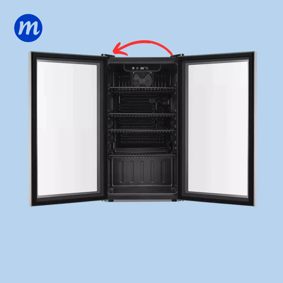 ENFRIADOR DE BARRA NEGRO PUERTA VIDRIO Y ACERO 96L 110V