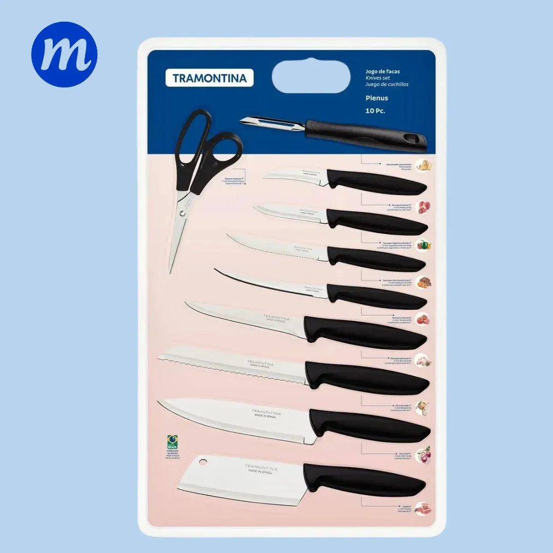 JUEGO CUCHILLOS 10PZAS PLENUS TRAMONTINA
