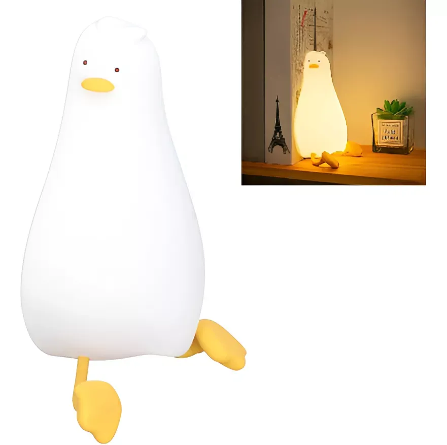 Lampara Silicona Pato Aplastado Dormitorio Luz Nocturna Led