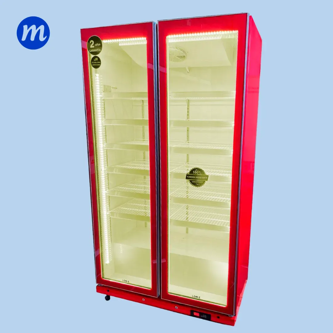 VITRINA 2 PUERTAS BATIENTES 710L UNIDAD 1/3 HP 110V 2P-715LR ROJA