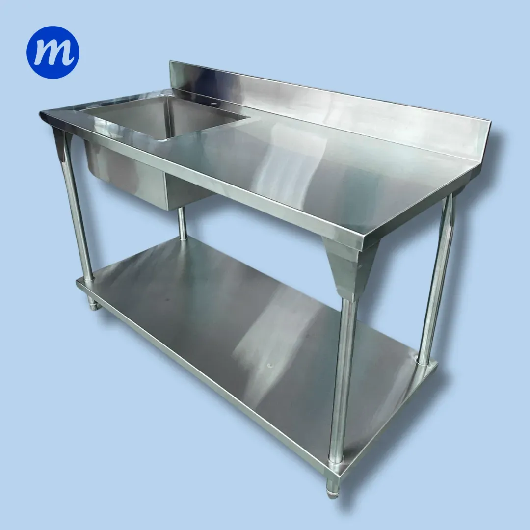 MESA TOPE DOBLE TRAMO Y FREGADERO IZQUIERDO 1,40 METROS