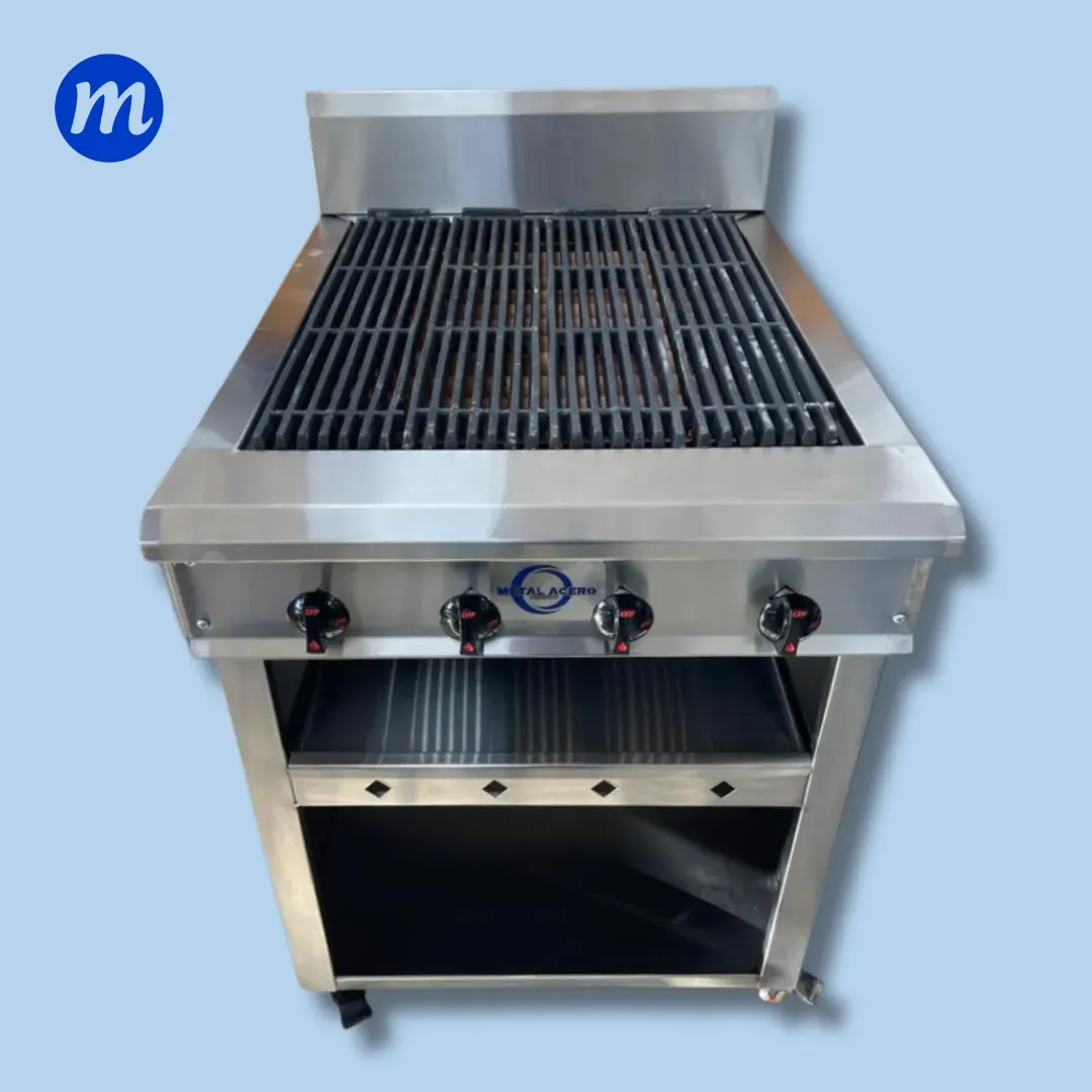 GRILL DE PEDESTAL A GAS 4 QUEMADORES METAL ACERO