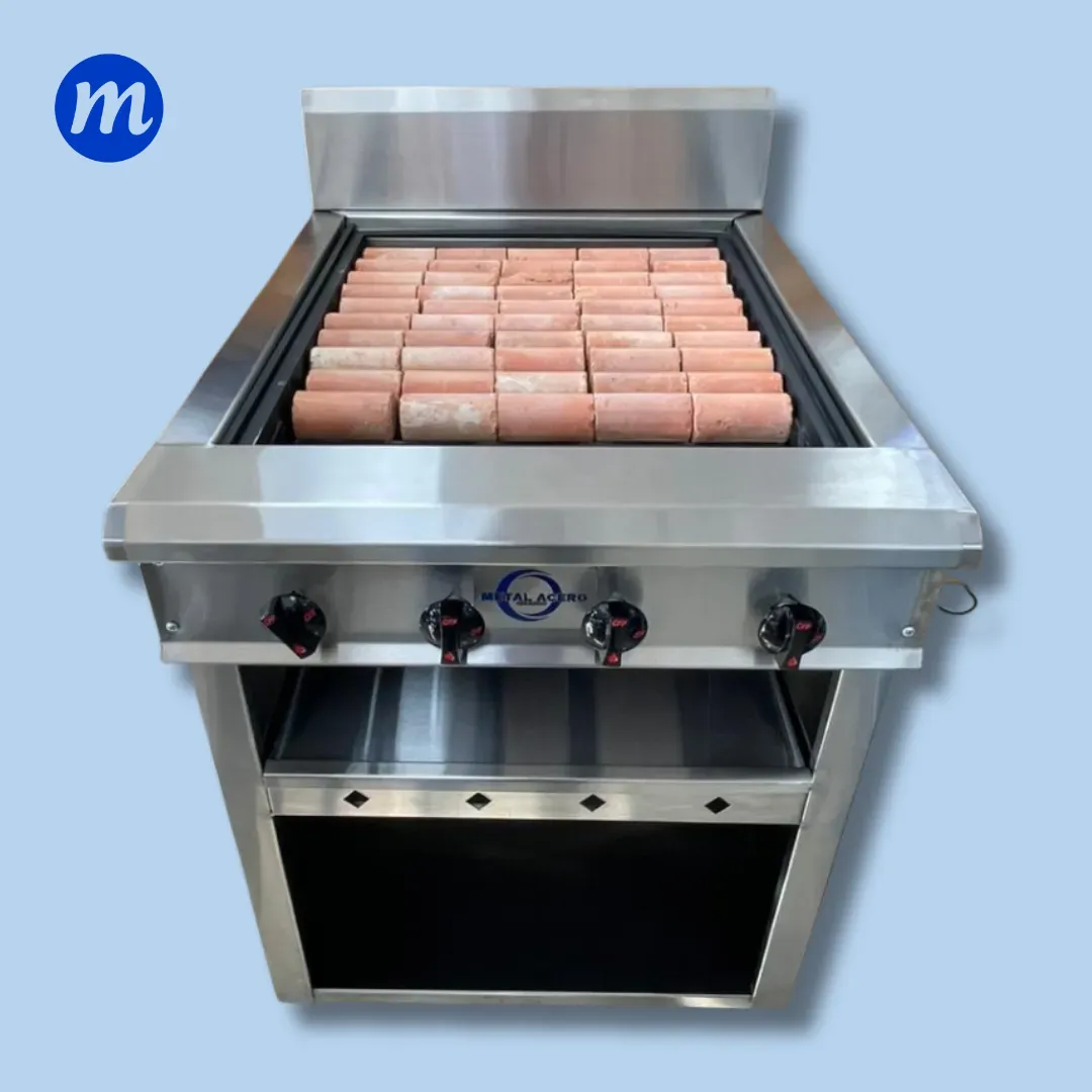 GRILL DE PEDESTAL A GAS 4 QUEMADORES METAL ACERO