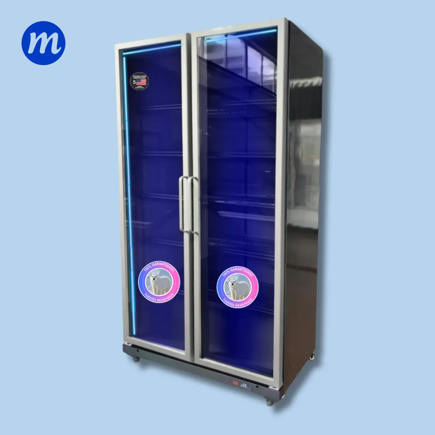 VITRINA 2 PUERTAS BATIENTES CON MANILLA 780L UNIDAD 1/3 HP 110V 2PV-780L PH NEGRA