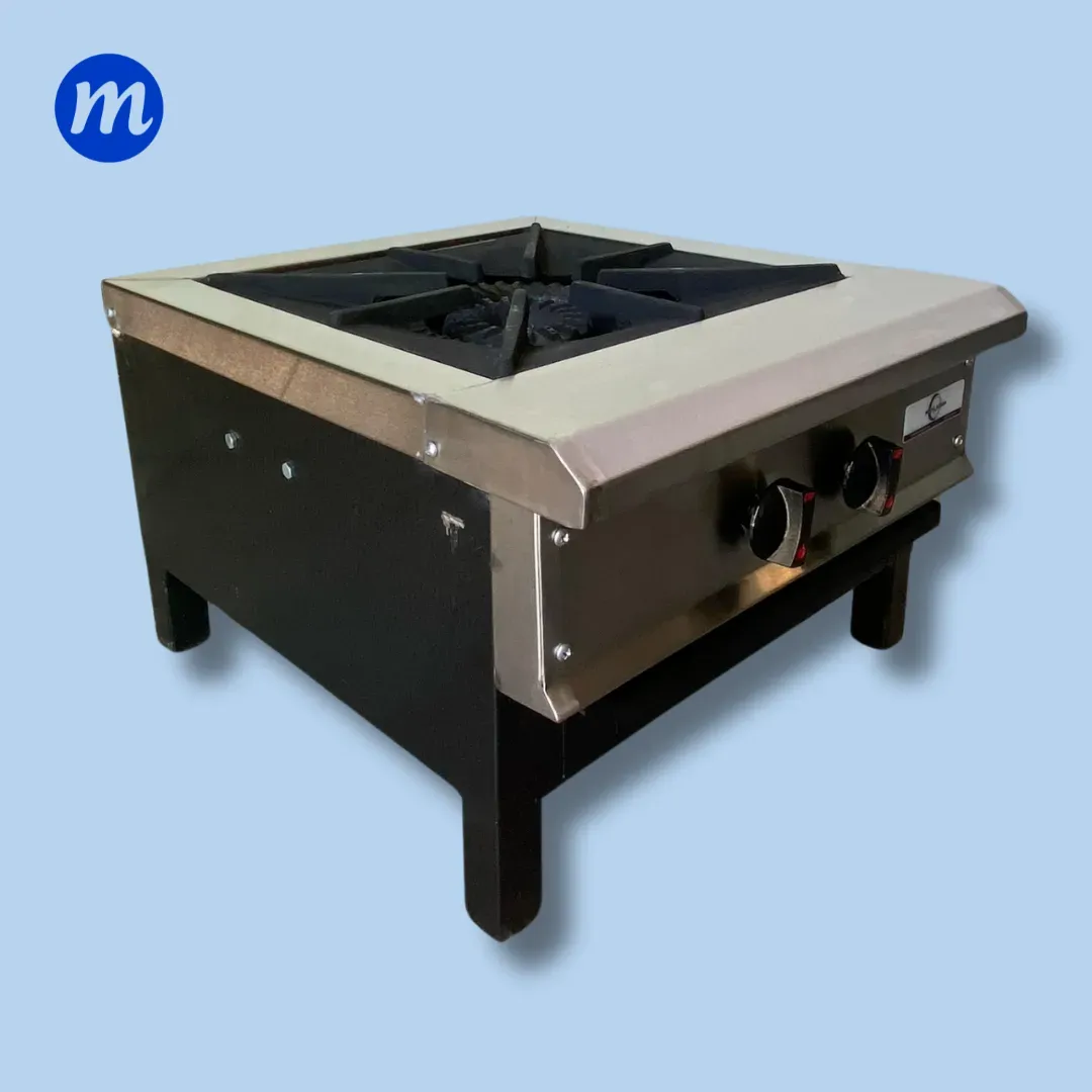 FOGON 40x40CM EN ACERO INOX BASE HIERRO QUEMADOR DE FUNDICION METAL ACERO