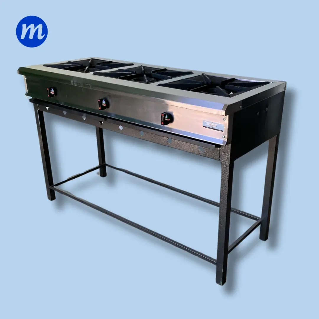 COCINA 3 HORNILLAS EN HIERRO LINEAL QUEMADOR Q30 METAL ACERO