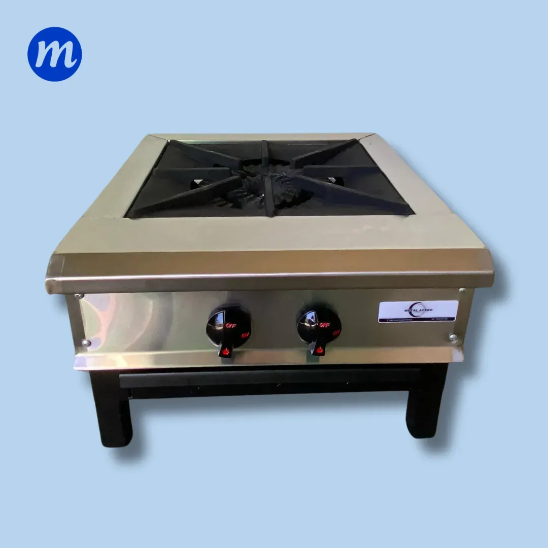 FOGON 40x40CM EN ACERO INOX BASE HIERRO QUEMADOR DE FUNDICION METAL ACERO