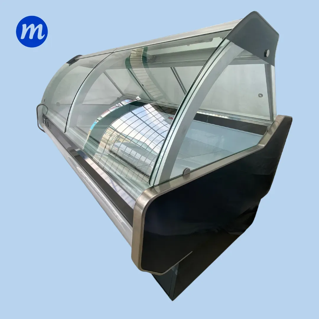 MOSTRADOR CARNICERO CHARCUTERO CURVO 1,88MT 390LT A/C 220V SENZANI