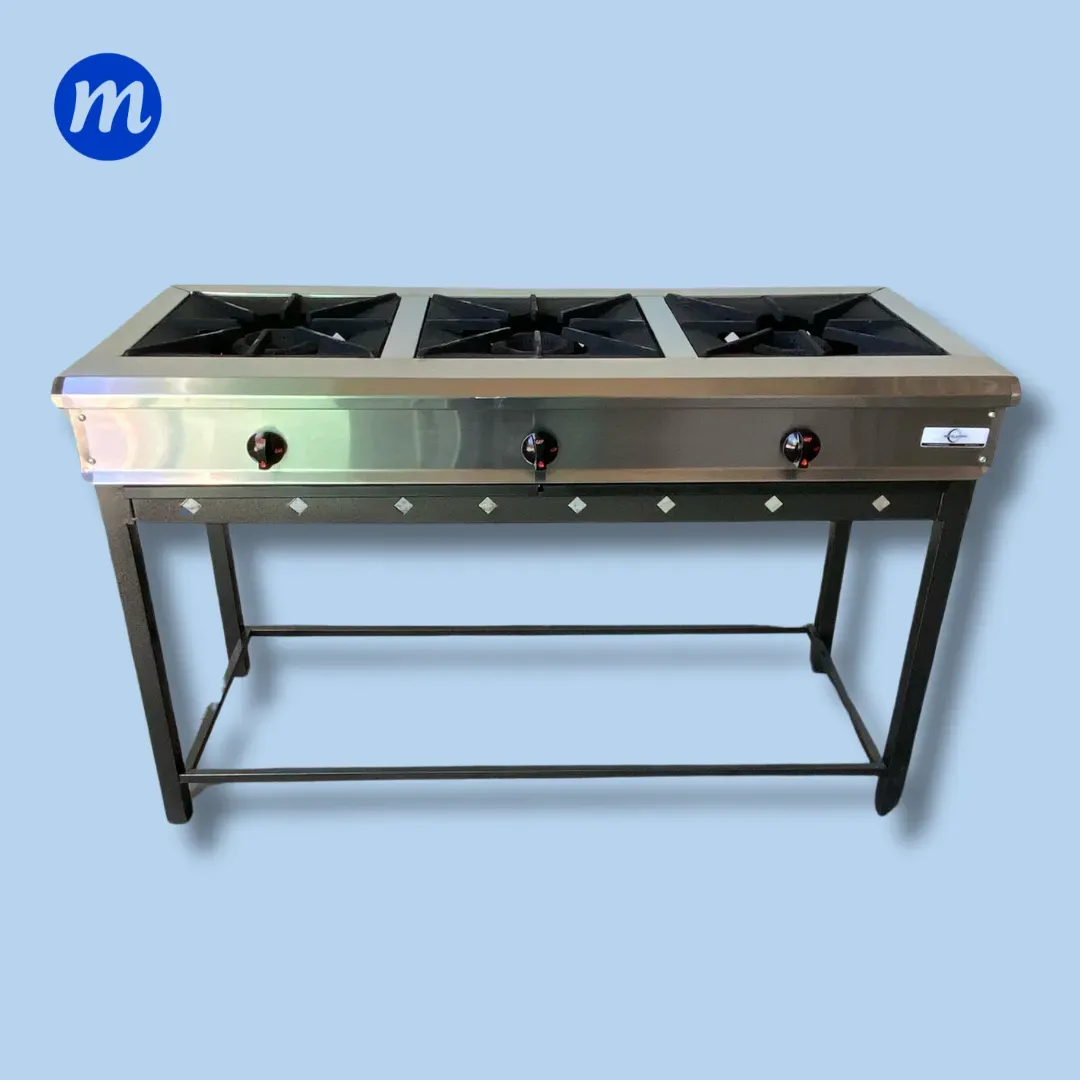 COCINA 3 HORNILLAS EN HIERRO LINEAL QUEMADOR Q30 METAL ACERO