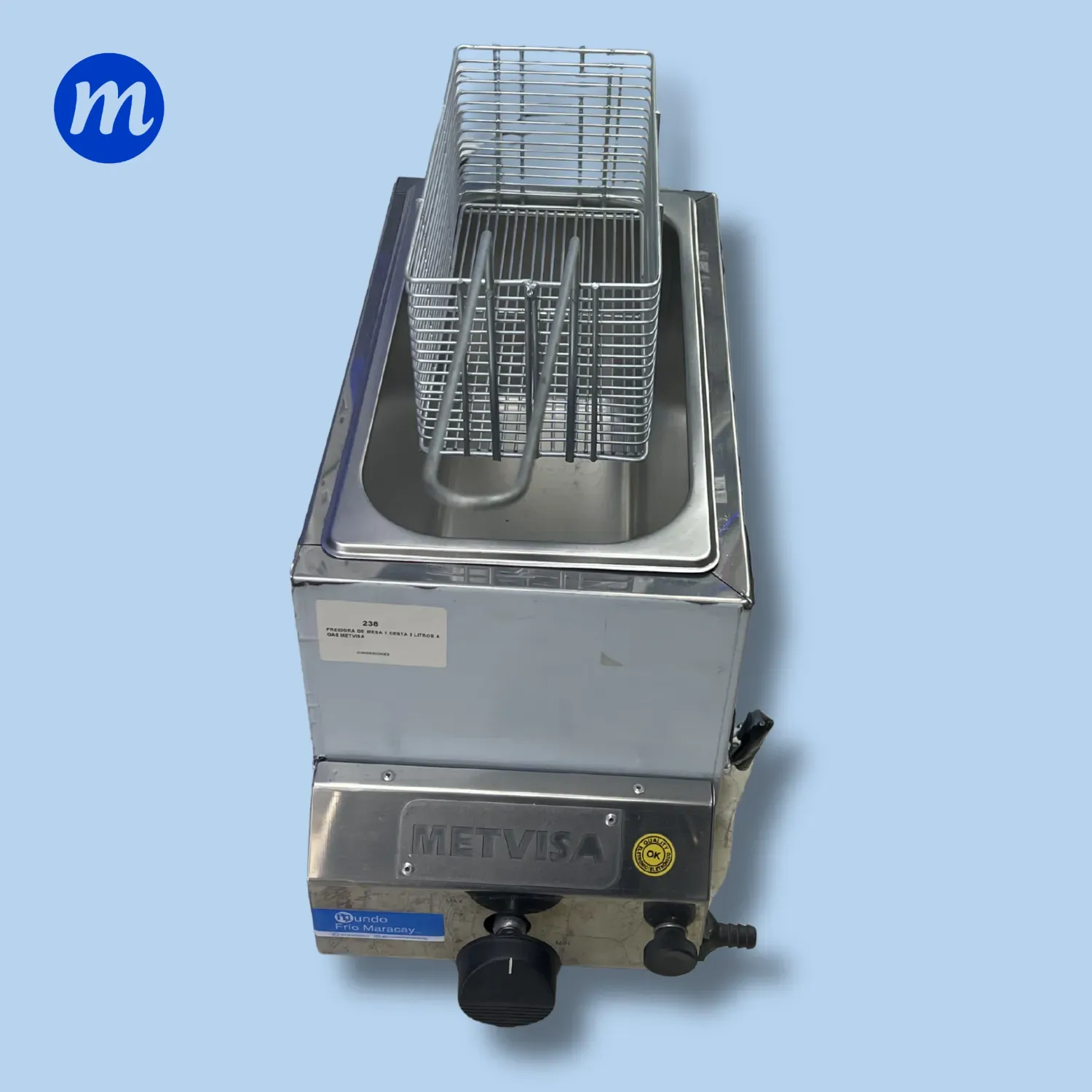 FREIDORA DE MESA 1 CESTA 3 LITROS A GAS METVISA