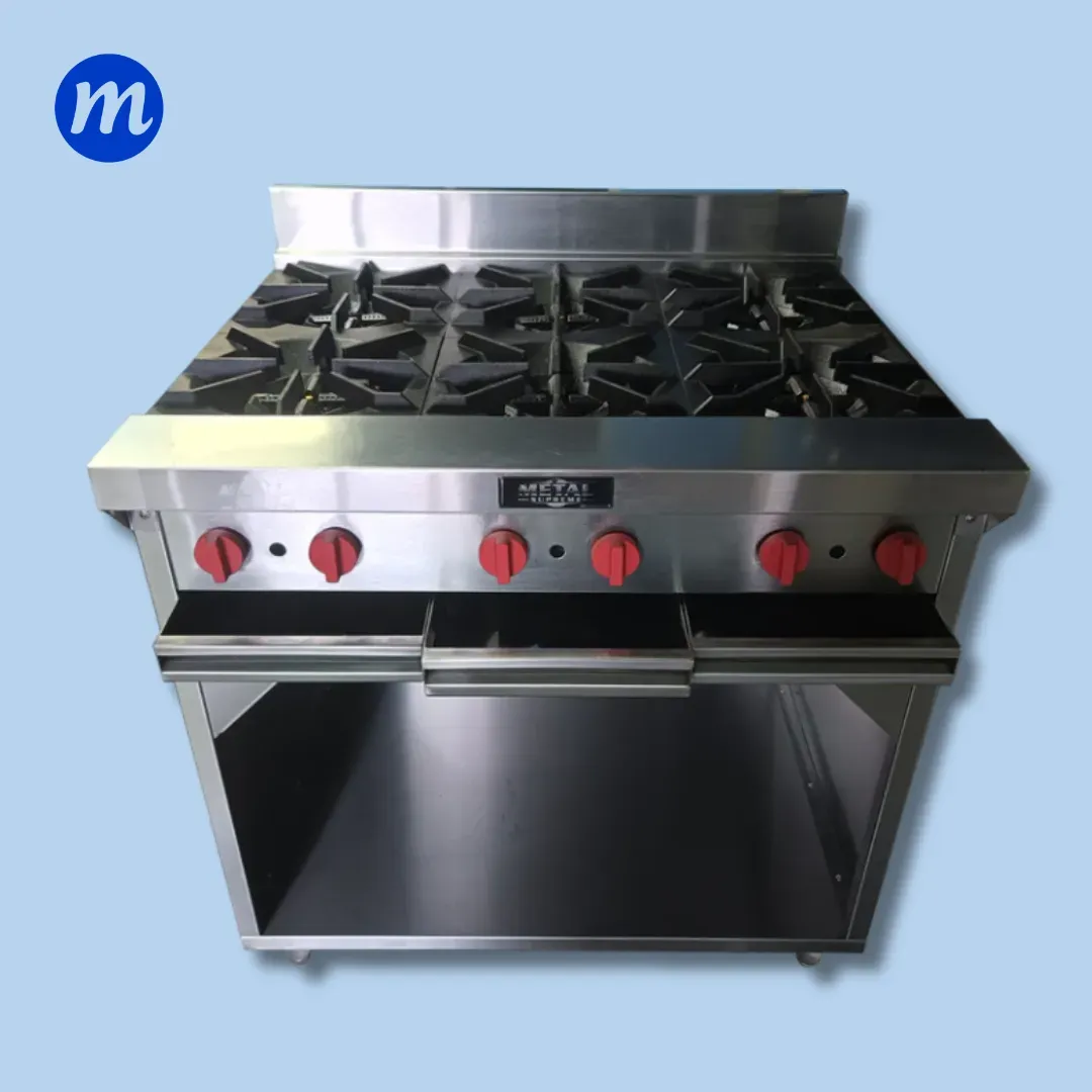 COCINA 6 HORNILLAS CON GABINETE EN A/I METAL SUPREME