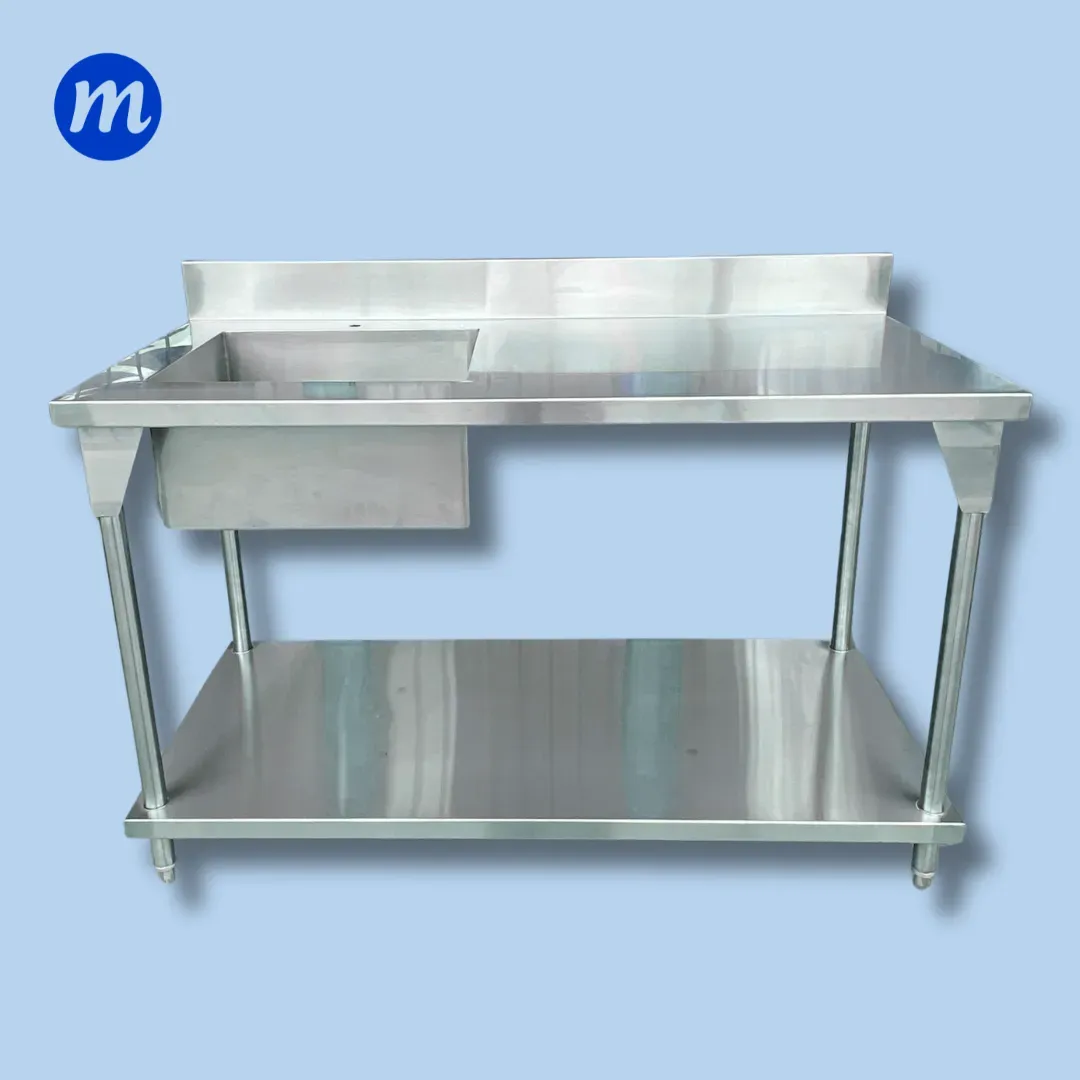 MESA TOPE DOBLE TRAMO Y FREGADERO IZQUIERDO 1,40 METROS