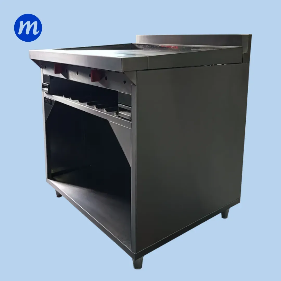 PLANCHA DE PEDESTAL CON GABINETE Y GRATINADOR EN A/I A GAS 90CM METAL SUPREME