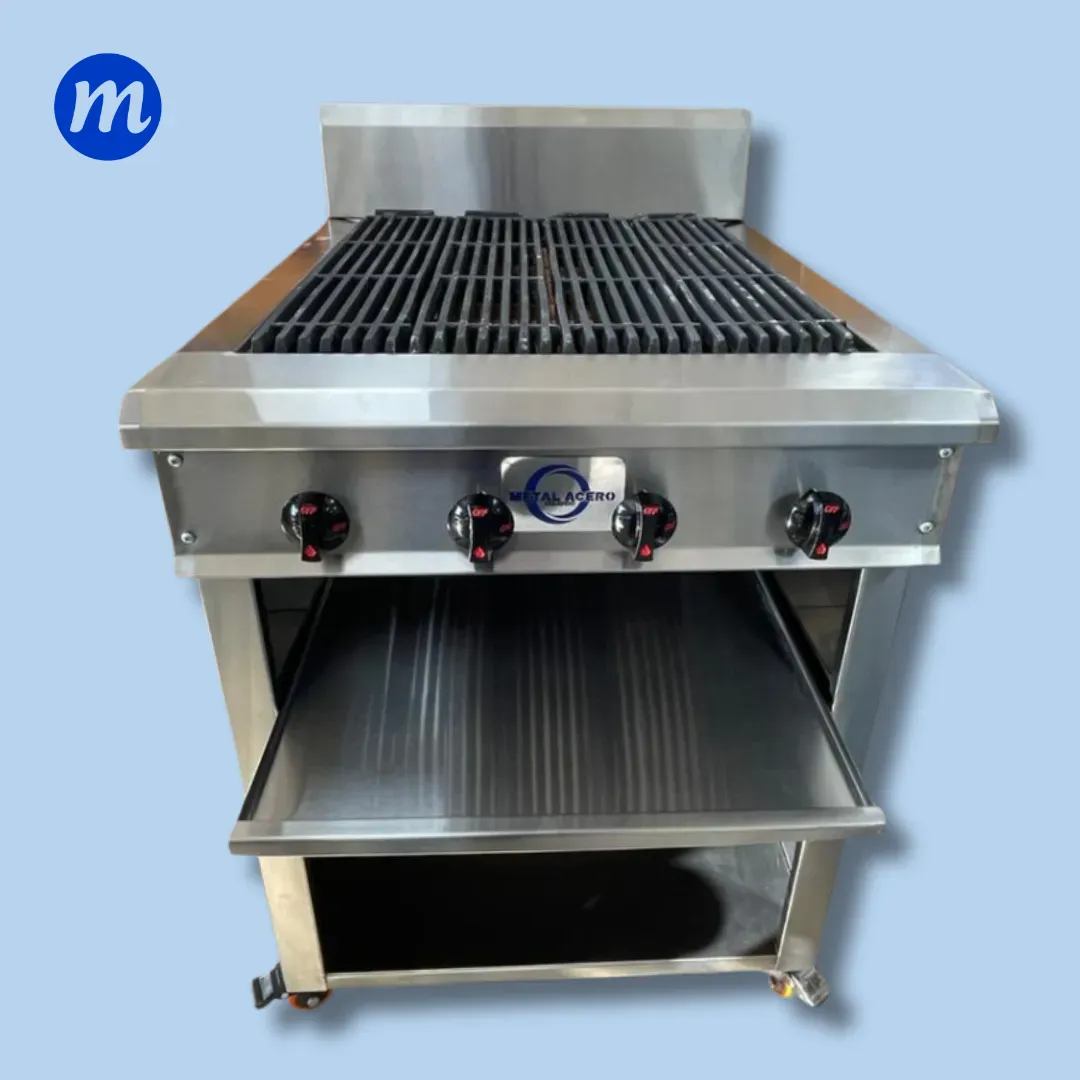 GRILL DE PEDESTAL A GAS 4 QUEMADORES METAL ACERO