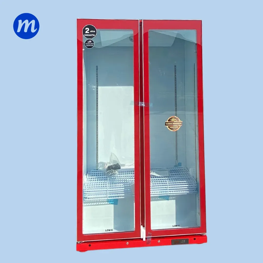 VITRINA 2 PUERTAS BATIENTES 710L UNIDAD 1/3 HP 110V 2P-715LR ROJA
