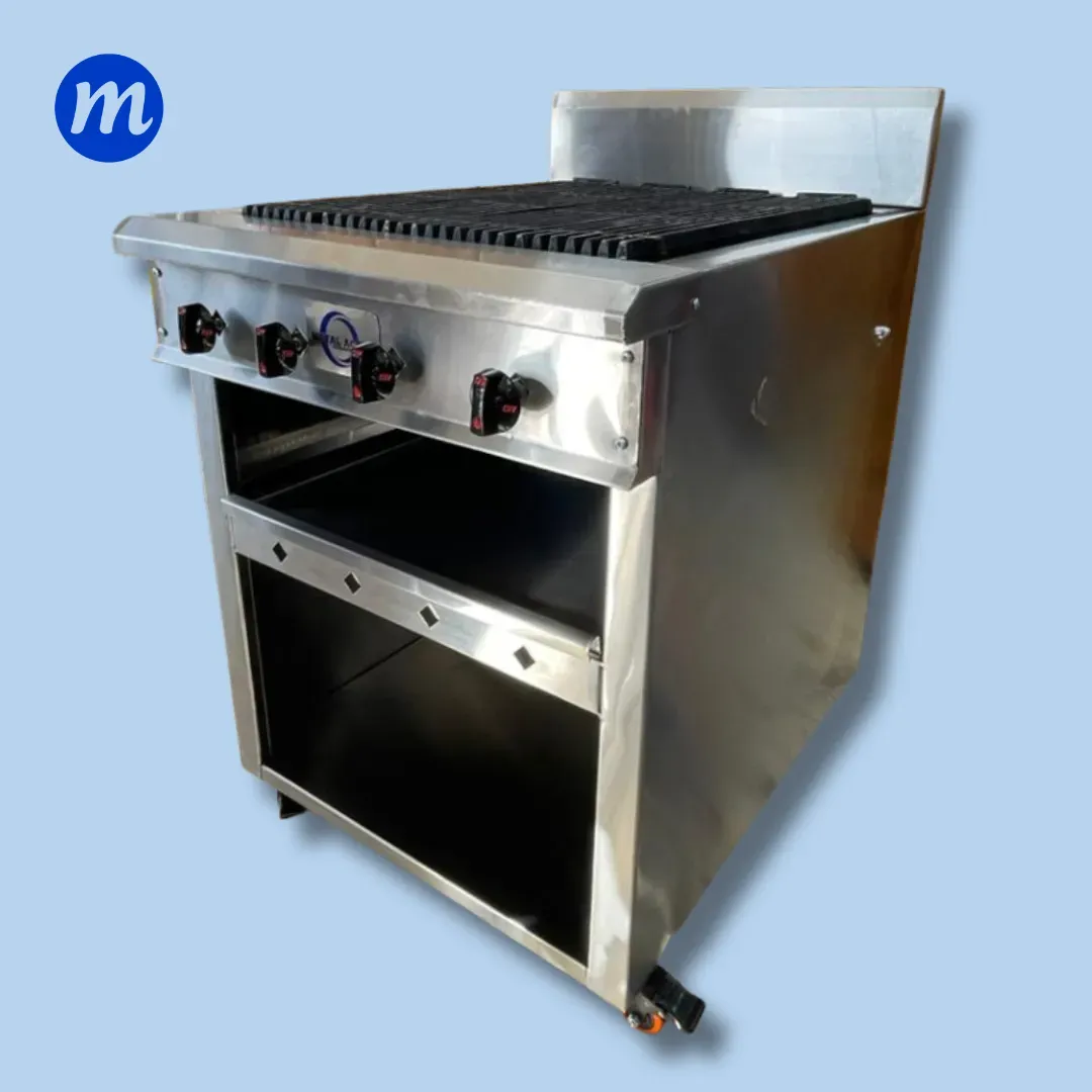GRILL DE PEDESTAL A GAS 4 QUEMADORES METAL ACERO