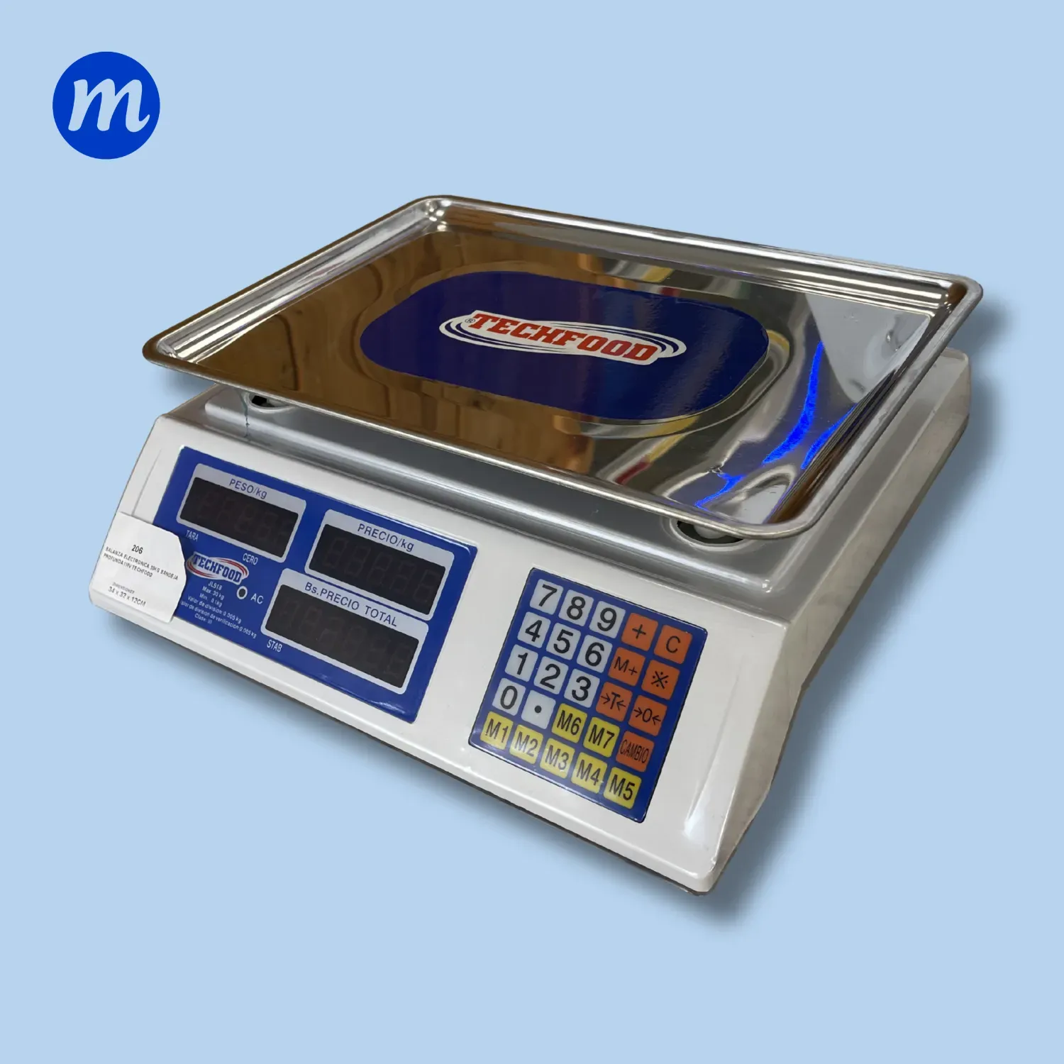 BALANZA ELECTRONICA 30KG BANDEJA PROFUNDA 110V TECHFOOD