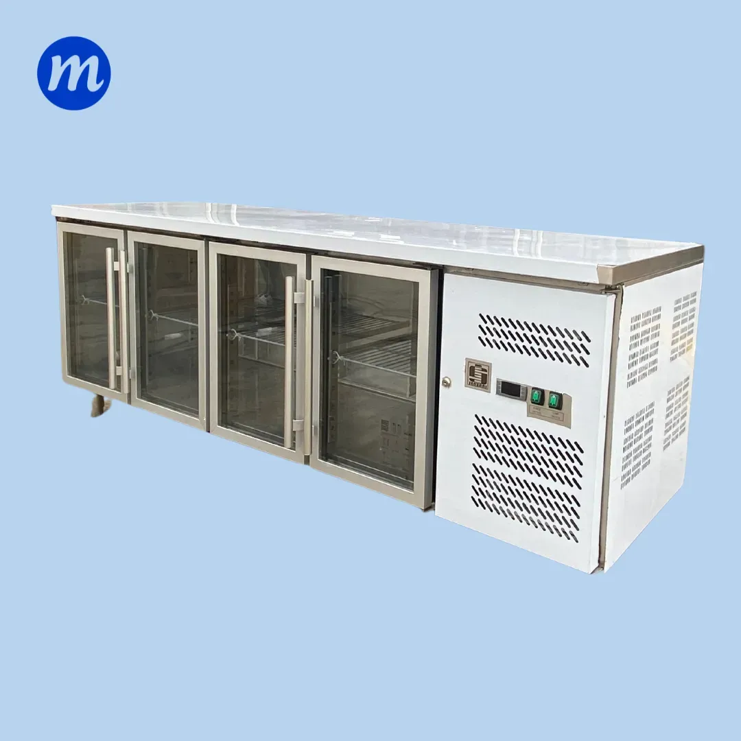 📌MESA DE TRABAJO EN A/I REFRIGERADA 4 PUERTAS VIDRIO 2,23MT 110V SENZANI