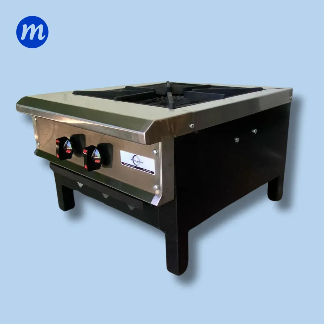 FOGON 40x40CM EN ACERO INOX BASE HIERRO QUEMADOR DE FUNDICION METAL ACERO
