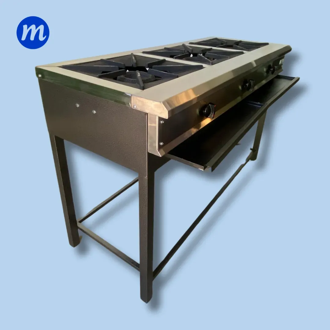 COCINA 3 HORNILLAS EN HIERRO LINEAL QUEMADOR Q30 METAL ACERO