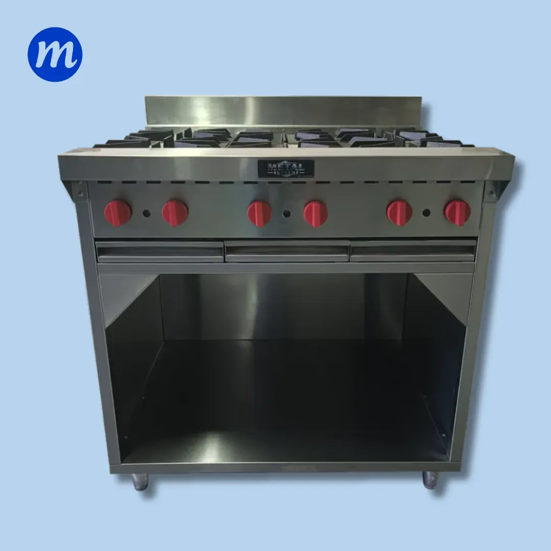 COCINA 6 HORNILLAS CON GABINETE EN A/I METAL SUPREME