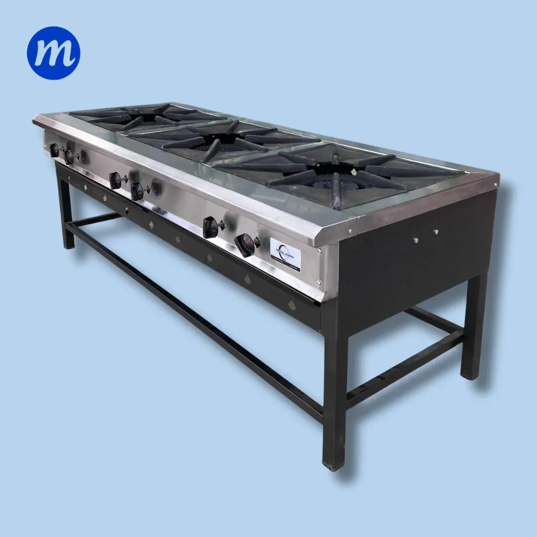 FOGON TRIPLE 50x50CM EN ACERO INOX BASE HIERRO QUEMADOR DOBLE METAL ACERO 1,69 x 68 x 61