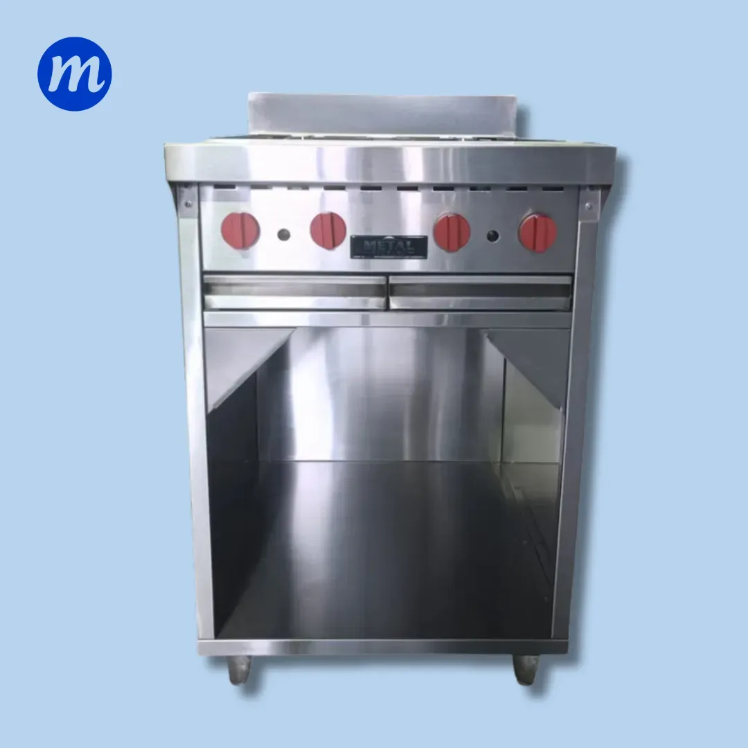 COCINA 4 HORNILLAS CON GABINETE EN A/I METAL SUPREME