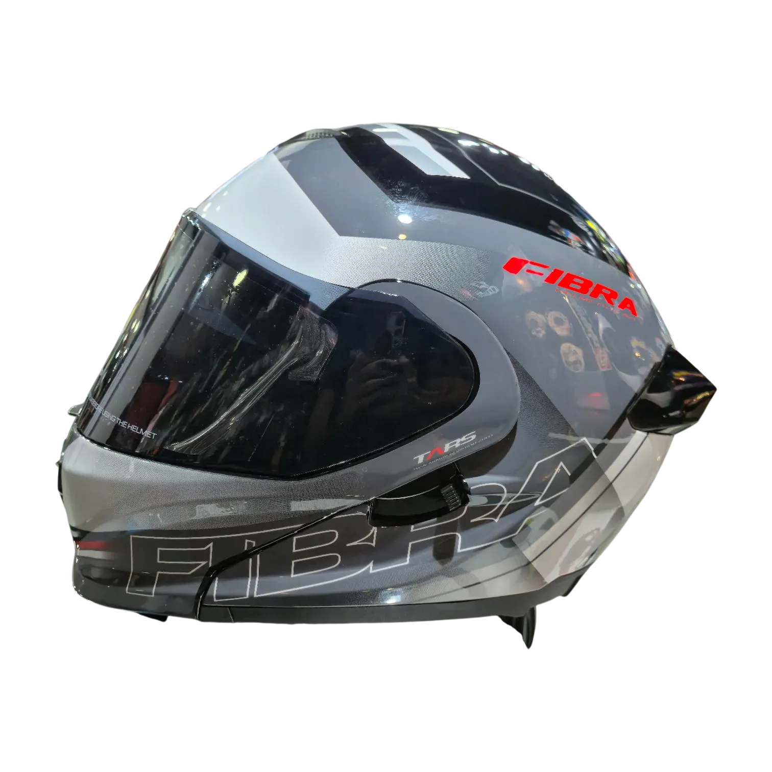 CASCO ABATIBLE FIBRA HELMETS ATTO DUO LEDS BLACK WHITE
