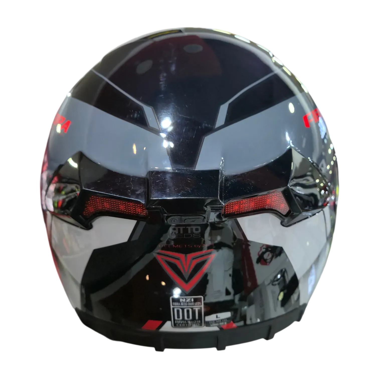 CASCO ABATIBLE FIBRA HELMETS ATTO DUO LEDS BLACK WHITE