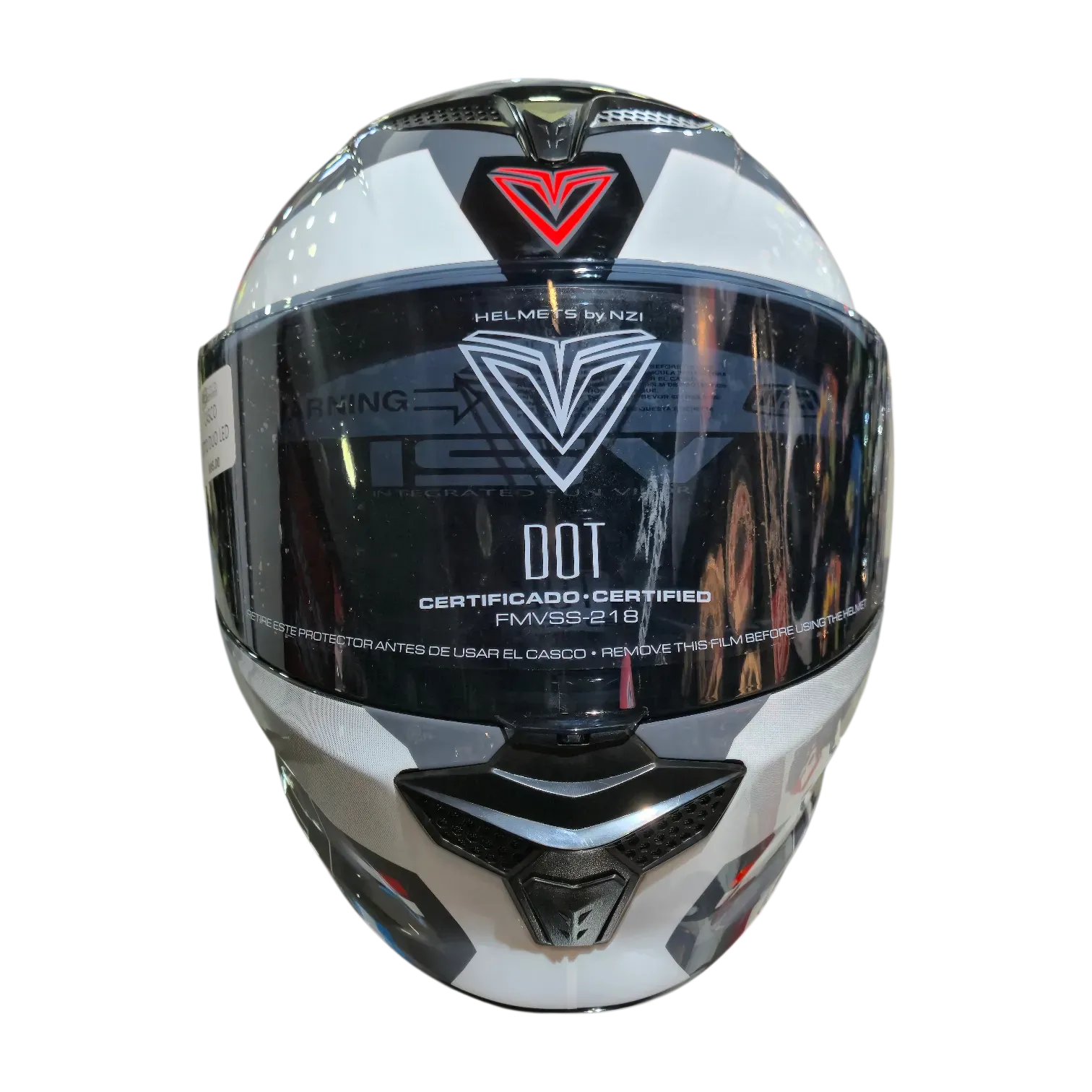 CASCO ABATIBLE FIBRA HELMETS ATTO DUO LEDS BLACK WHITE