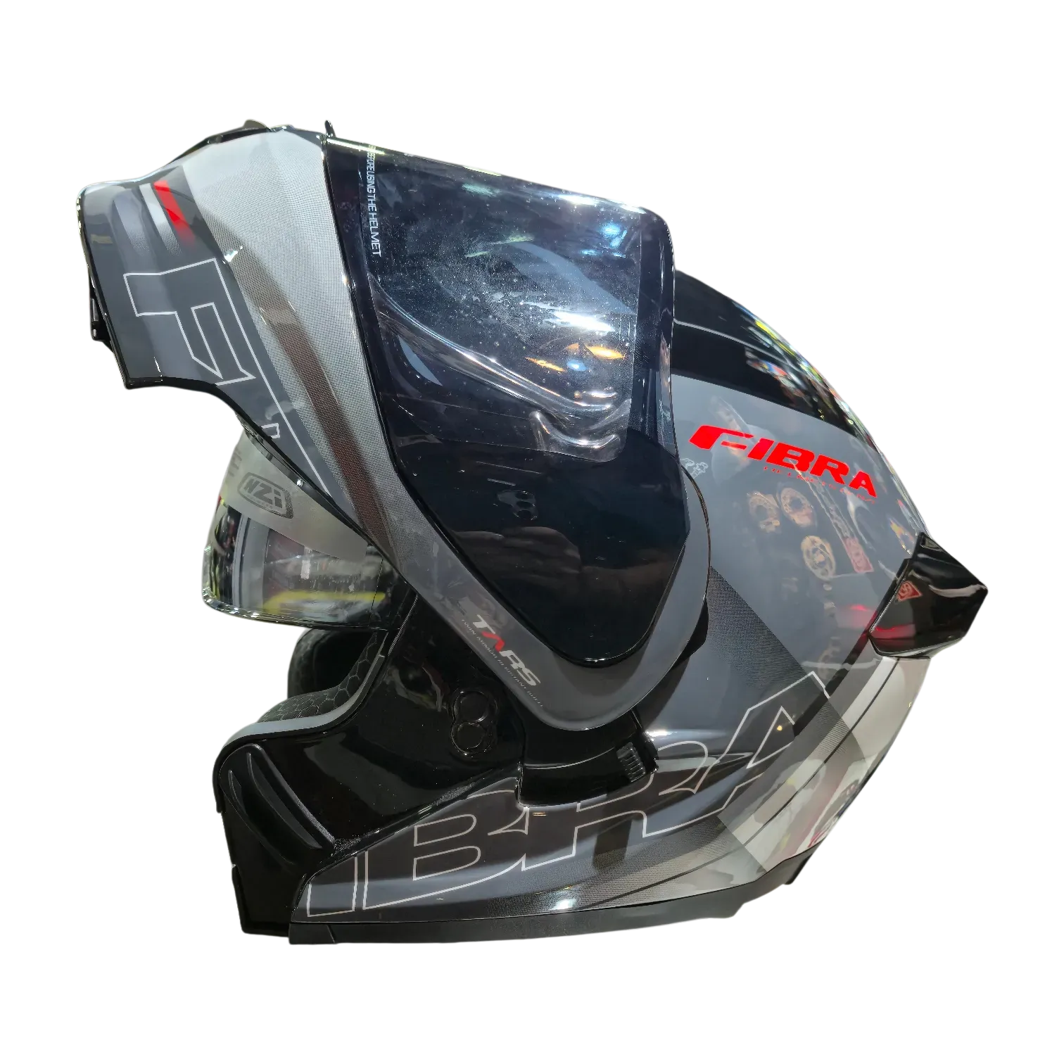 CASCO ABATIBLE FIBRA HELMETS ATTO DUO LEDS BLACK WHITE