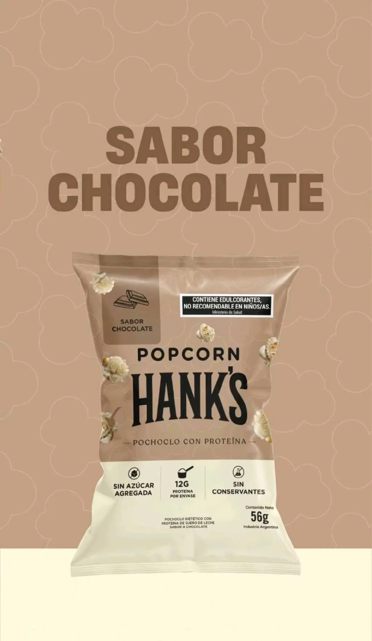 ✔️ HANK'S POPCORN PROTEICO CHOCOLATE 10u x 56gr