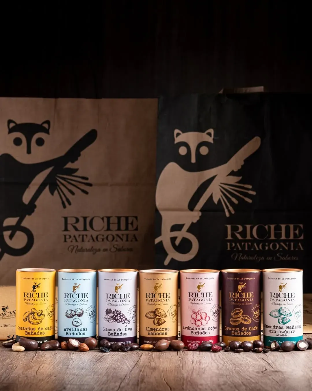 ✔️ RICHE PATAGONIA LATA DE PASAS DE UVA C/CHOCOLATE AL 70% 120gr