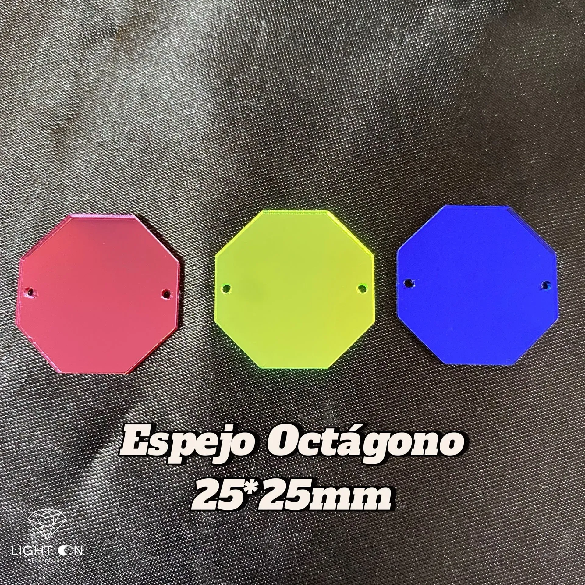 Pedreria espejo Octagono 25*25mm varios colores por docena