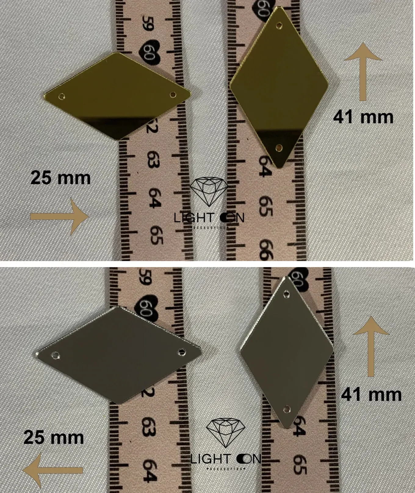 Piedra espejo Bella Stone rombo 25*41 por docena (12 unidades)
