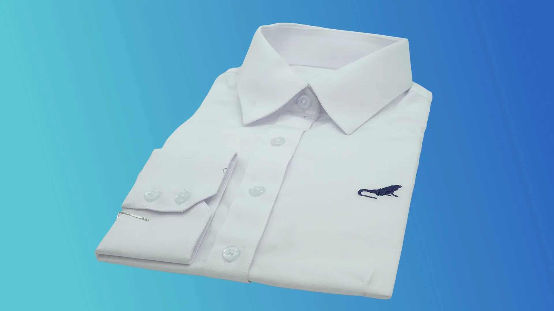 Camisa blanca mujer iguana azul